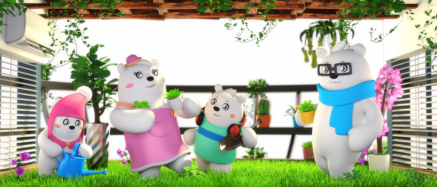 midea空調北極熊吉祥物設計－玩耍